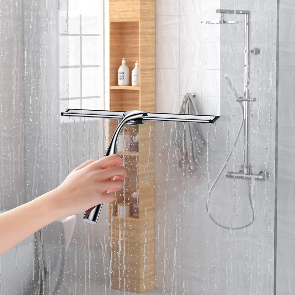 Bathroom Shower Squeegee Household Glass Wiper Window Mirror Silicone Scraper Shower Doors Hanging Squeegee Holder Cleaning Tool