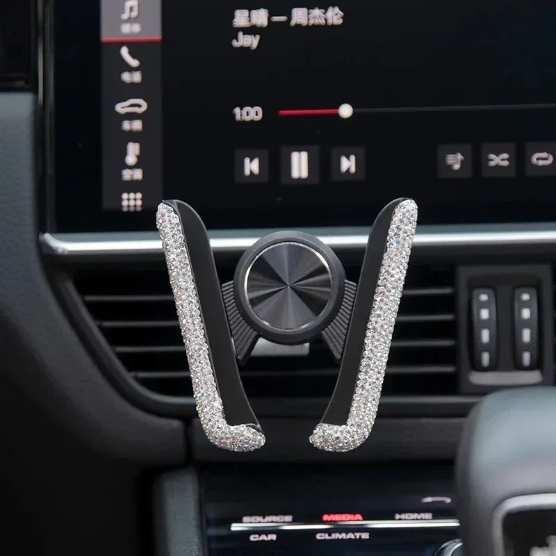 Car Phone Holder for Car Air Vent Diamond Crystal Clip Mount Mobile Phone Stand Brack alternate view