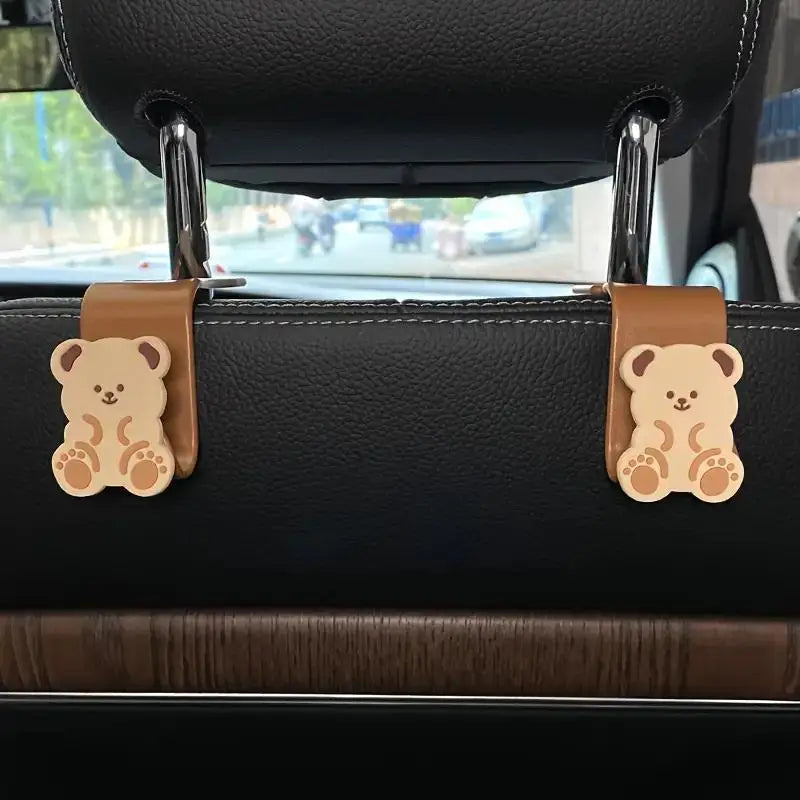 Cartoon Teddy Bear Car Seat Hooks lifestyle view