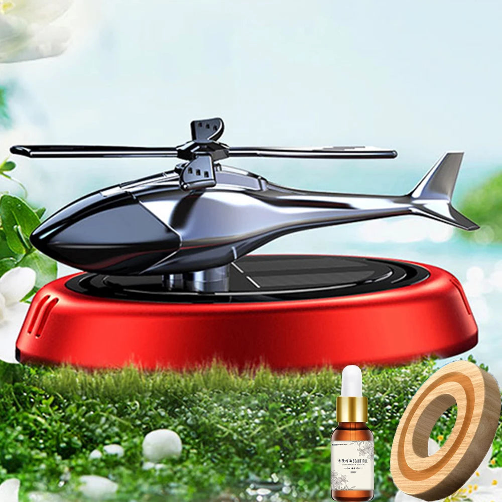 Solar Powered Rotation Helicopter Car Air Freshener | Solar Aromatherapy Diffuser w additional angle