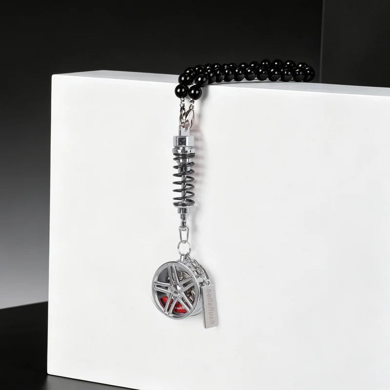 metal Car Mirror Rearview Pendant Auto Interior Decor Pendants Aluminum Wheel With additional angle