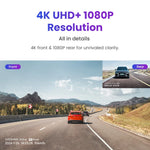 DDPAI N5 Dual 4K Dash Cam Front and Rear Ultra HD Dash Camera with NightVIS ADAS GPS alternate view