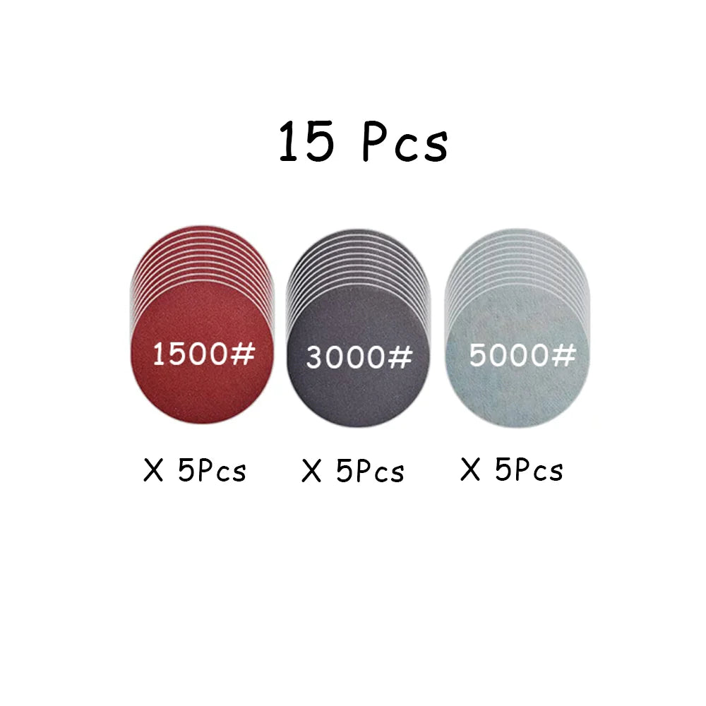 15-65 Pcs Car Headlight Repair Restoration Kit 3 Inch 75mm Sanding Plate Waxing Sponge close-up view