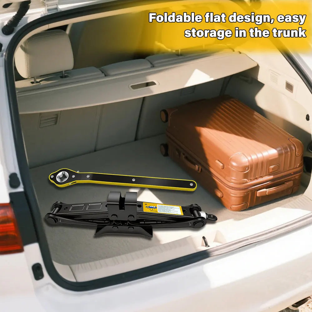 1.5T/2T Car Scissor Jack Auto Emergency Crank Lift Stand Labor-Saving Repair & Tire Re close-up view