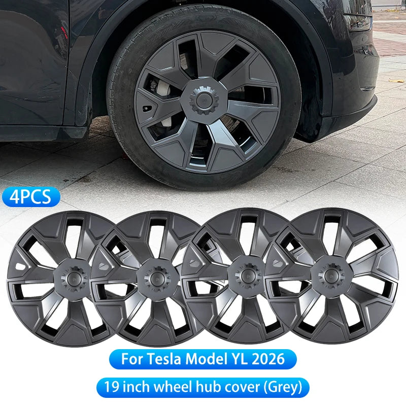 For Tesla Model YL 2026 4 Pack Hub Caps | 19 Inch Wheel Cover Set lifestyle view