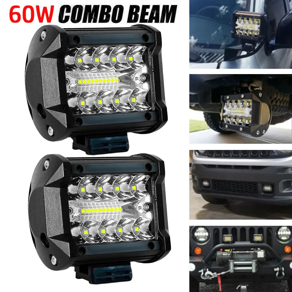 12V 60W LED Bar Offroad Spot Flood Combo LED Light Bar Work Light For Truck Car SUV ATV UTV 4WD LED