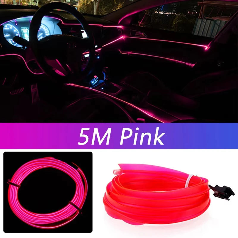 5M Car Interior Led Strip Light Neon EL Wiring Decorative Lamp For Auto DIY Flexible lifestyle view