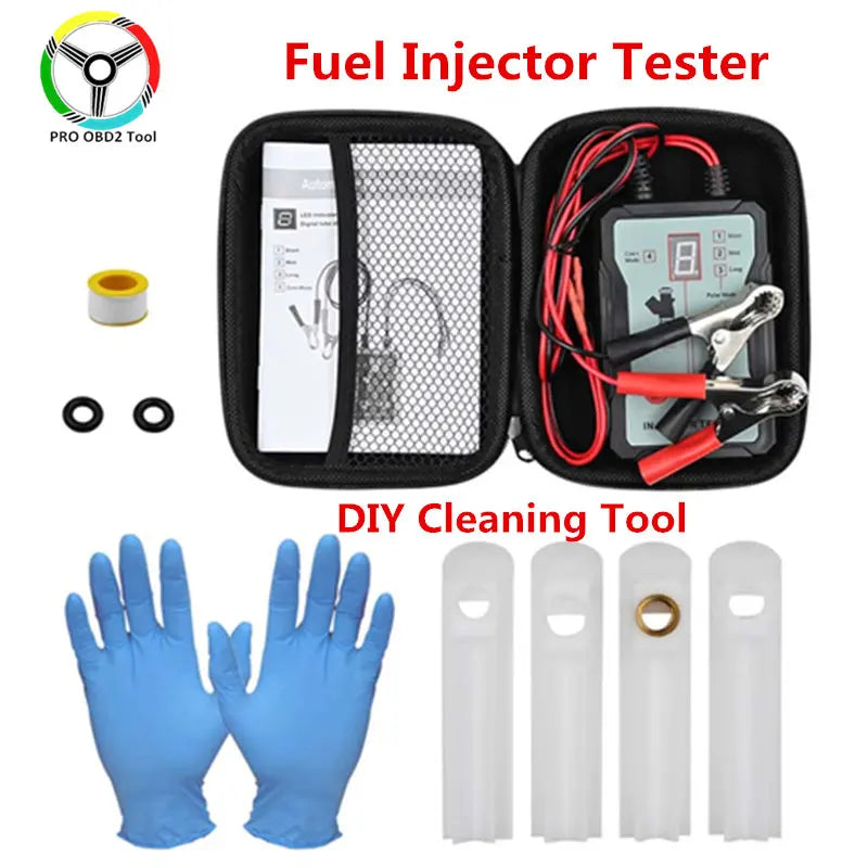 Fuel Injector Tester DIY Cleaner Set 4 Pulse Modes Car Fuel Cleaning Injector Work with Fuel Pressure Tester Car