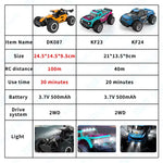 ZWN 1:16/1:20 2.4G Model RC Car With LED Light 2WD Off-road Remote Control Climbing V alternate view