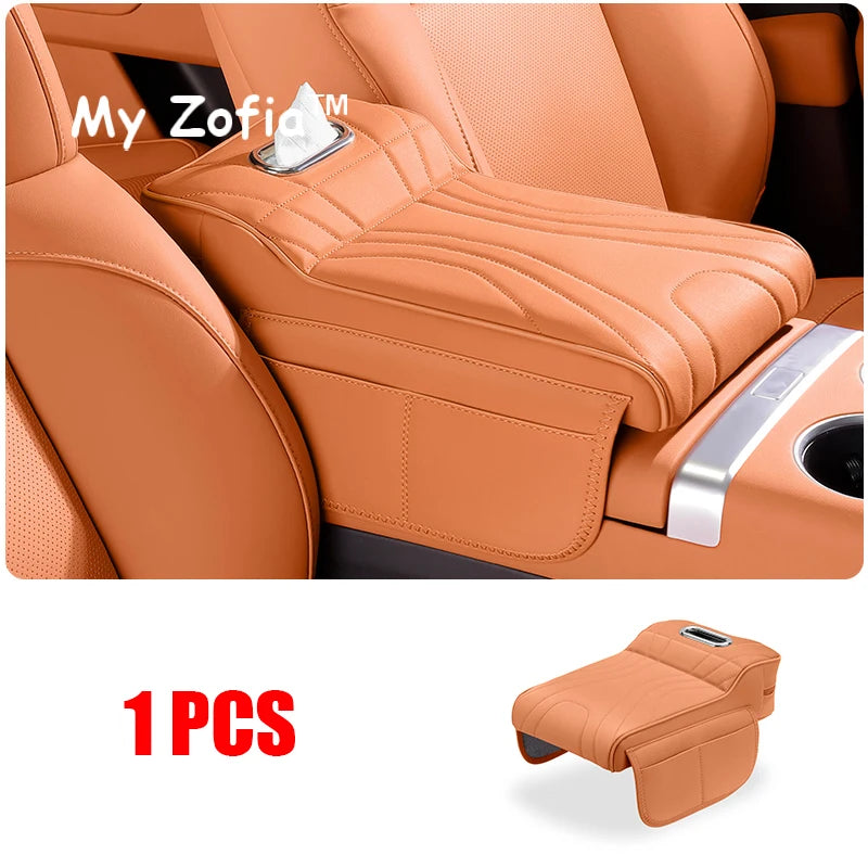 For JETOUR T2 Shanhai T2 2024 2025 2026 Car Armrest Box Height Increase Pad Leather Protective Cover Storage Bag Car Accessories