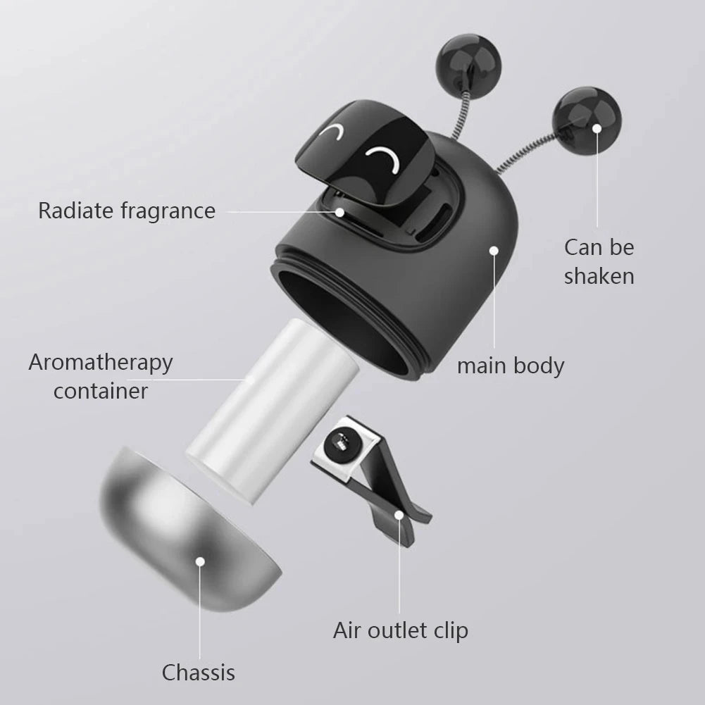 Car Air Freshener Auto Creative Mini Robot Air Vent Clip Parfum Flavoring Ventilation close-up view