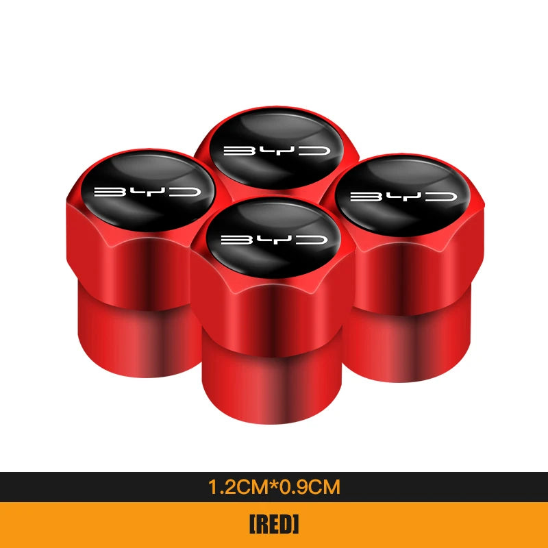 4Pcs Aluminum Alloy Tire Valve Caps for BYD Models | Waterproof Dustproof Cover Set additional angle