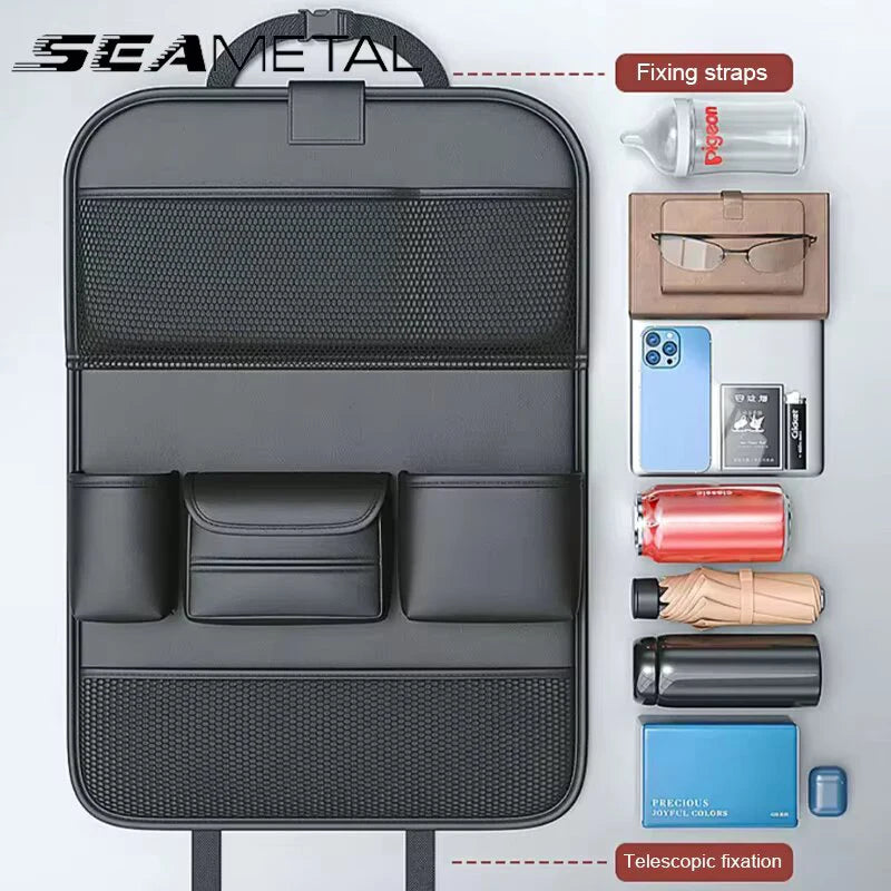 Car Seat Back Storage Bag Organizer with Foldable Table Tray