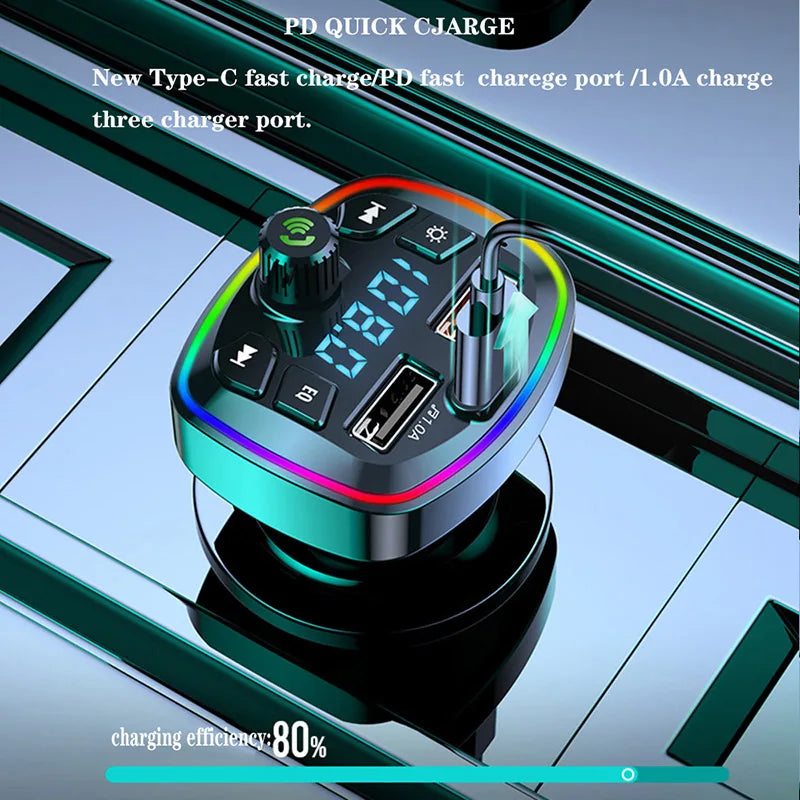 Bluetooth 5.0 FM Transmitter Receiver Car Charger Dual USB Car MP3 Player Adapter Auto S detail view