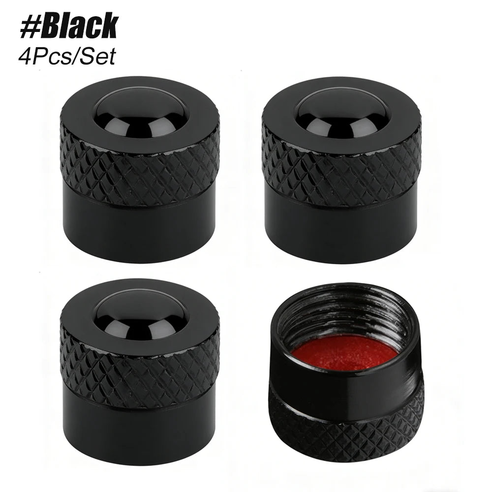 4PCS Tire Valve Stem Caps with O Rubber Ring | Universal Corrosion Resistant Stem Cove close-up view
