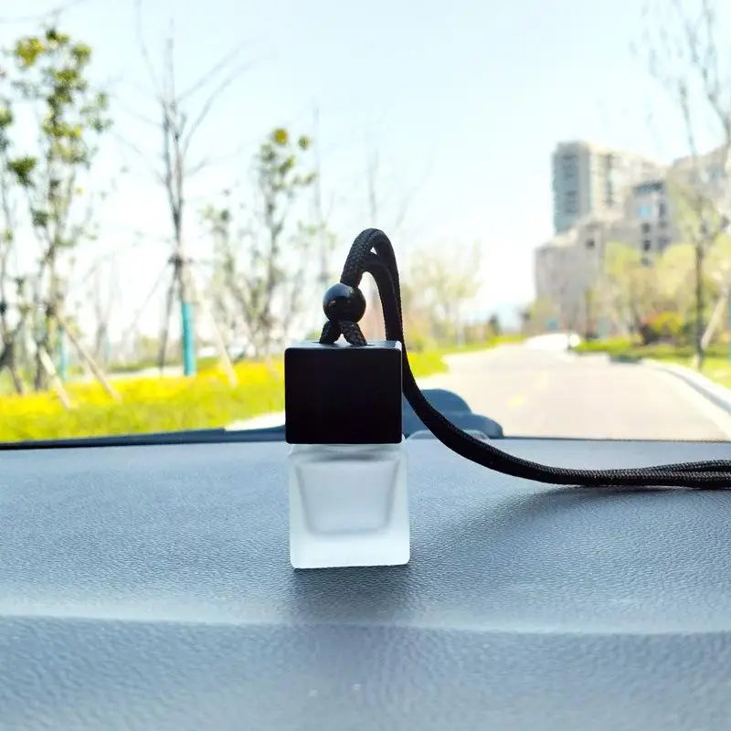 Square Glass Car Perfume Bottle Pendant | Empty Essential Oil Diffuser lifestyle view