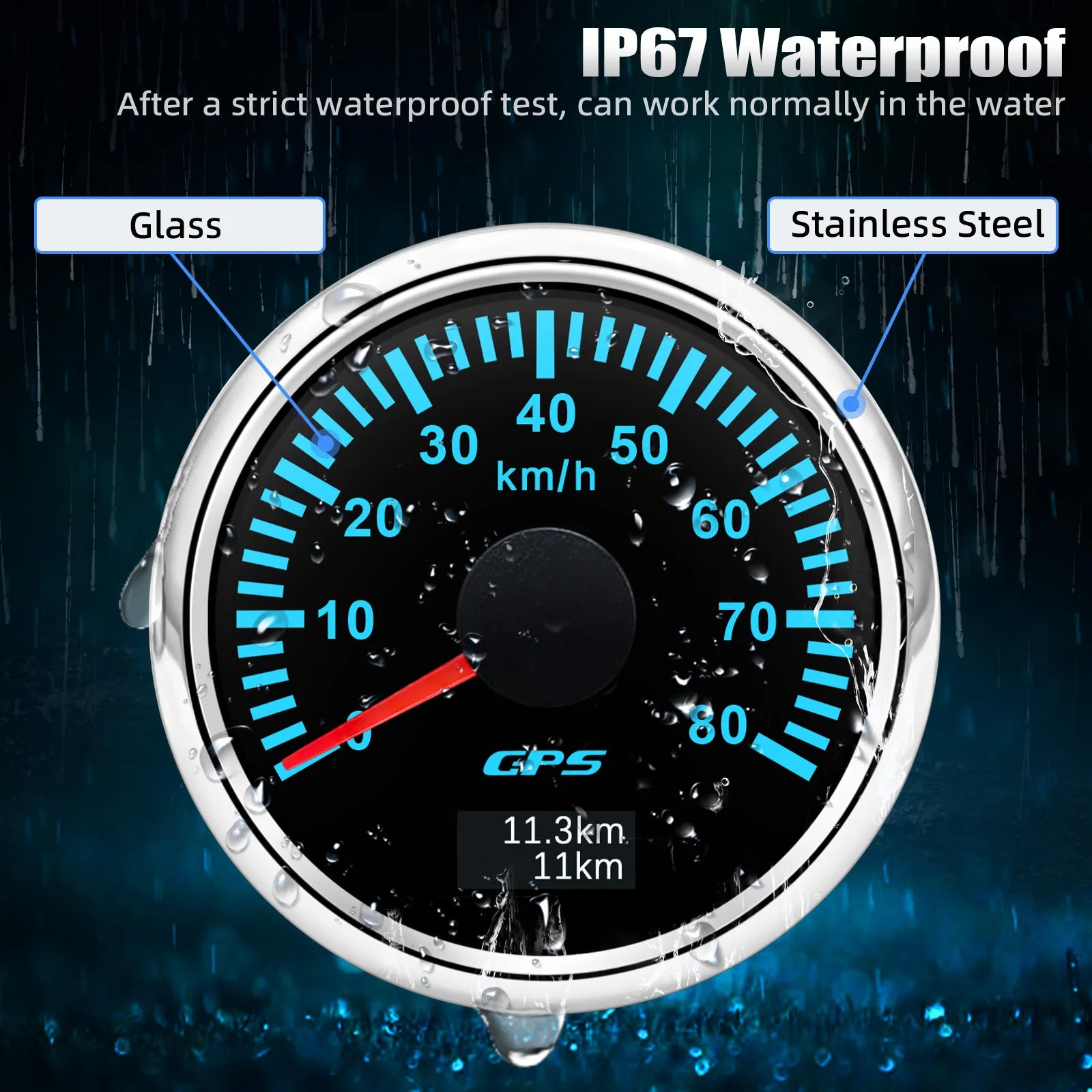 30/60/80/120/200 Km/h GPS Speedometer 52MM Car Truck Speed Gauge Meter With GPS Anten alternate view