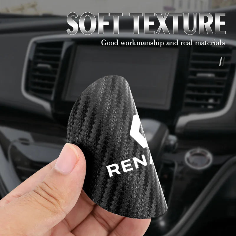 2Pcs Car Coasters Water Cup Mats Waterproof Slot Pads for Renault | PU Leather & Carbon detail view