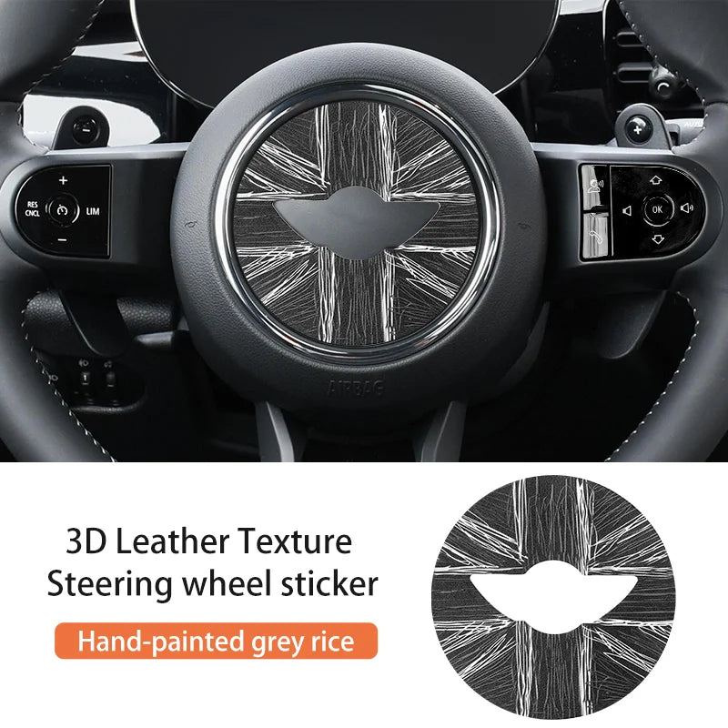 Car Steering Wheel Sticker For MINI Cooper F56 F55 F54 F60 R56 R60 U25 J01 F65 F66 PU Leather Stickers Interior Car Accessories