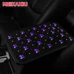 Blingbling Fabric Bow Tie Car Armrest Cover Pad Shiny Center Console Pad Women's Car Interior Accessory