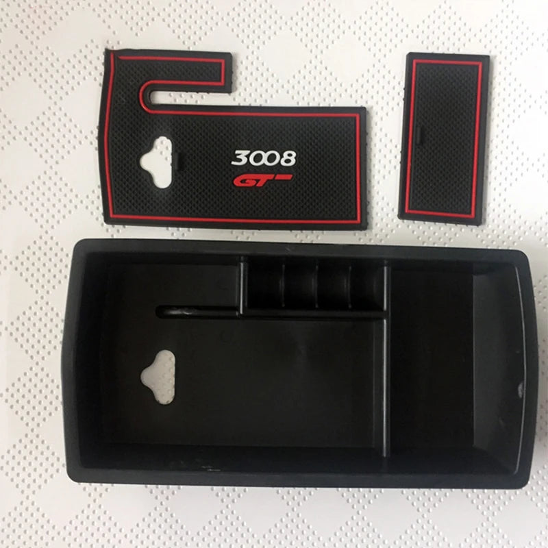 For Peugeot 3008 GT 3008GT 2017 2018 2019 Car Armrest Storage Box Arm Rest Bin Center Console Organizer Glove Tray Pallet Holder