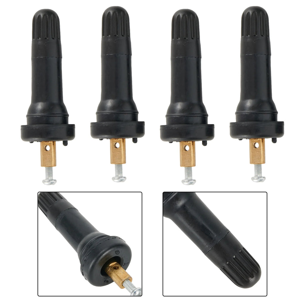 4Pcs Car Rubber Wheel Rim TPMS Tire Pressure Sensor Valve Stem For GMC Cadillac Chevy close-up view