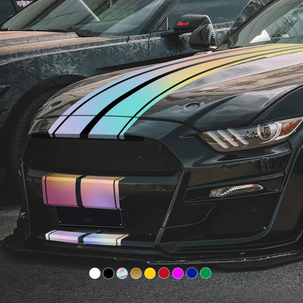 Car Stickers 6pcs Kit | Full Body Vinyl Decals Racing Stripe Design for Roof Hood Door Exterior Car