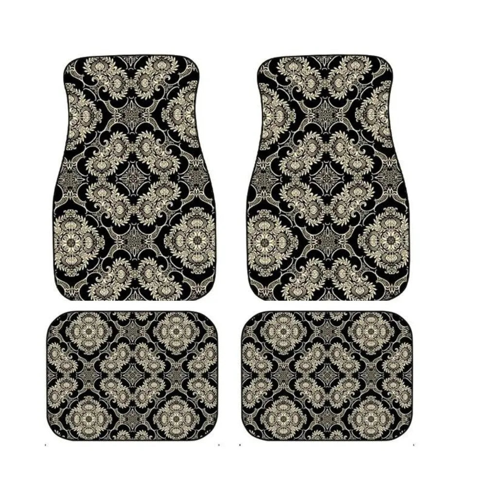 4Pcs Bohemian Car Floor Mats Anti-slip Heavy Duty Persian Carpet Dirty Resistant Car Decoration Car Floor Protector Rugs