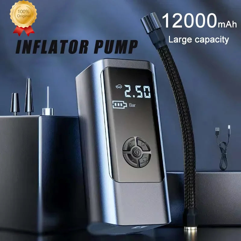 Wireless Portable Car Air Pump | 150PSI Cordless Tire Inflator with 12000mAh