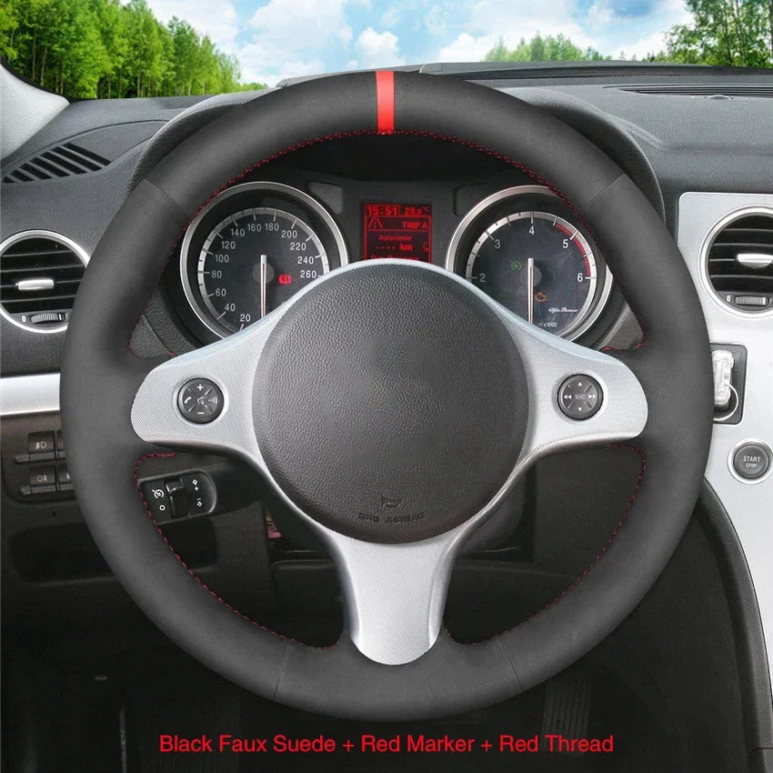 Black Faux Leather Car Steering Wheel Cover for Alfa Romeo 159 2005-2012 Brera Spider alternate view
