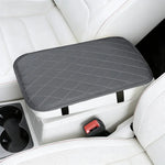 PU Leather Diamond Grid Car Armrest Pad, Center Console Protection, Dual Pocket Storag close-up view