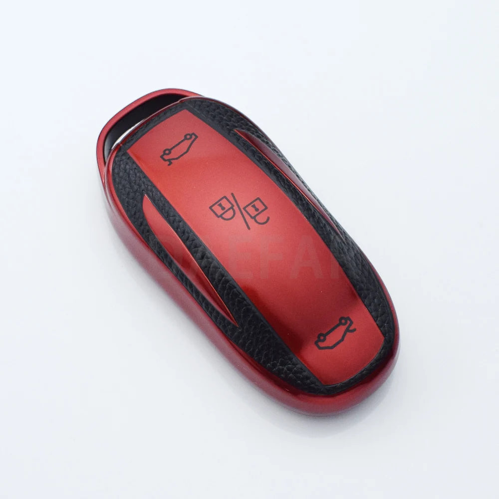 TPU Leather Shell Fob for Tesla Model 3 Y Model S Protector Car Remote Key Cover Case Ac detail view