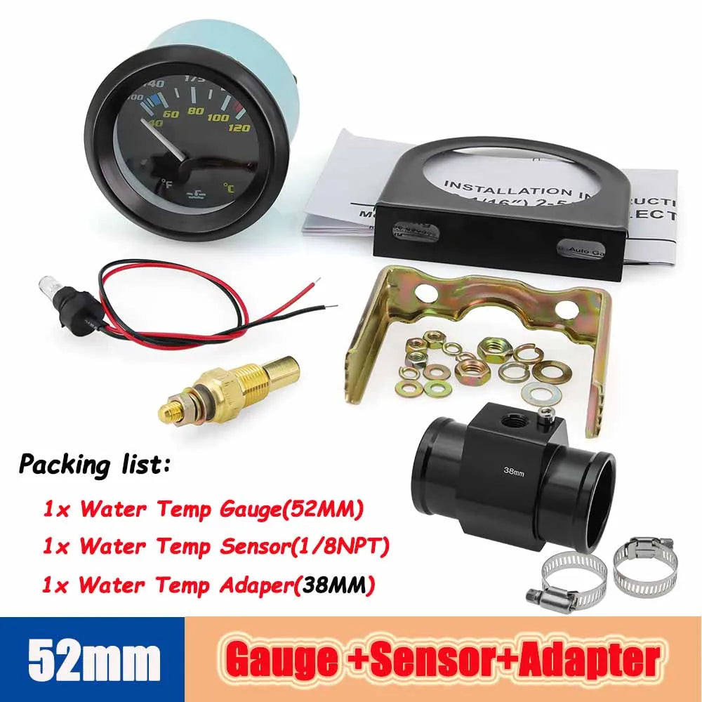 52mm Digital Water Temp Gauge 40-120℃/100-250℉ | Dual Unit Auto Temperature Monitor fo close-up view