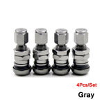 TQQTQQ 4Pcs Short Metal Bolt Tire Valve Stem Kit | Car Truck Motorcycle Accessories close-up view