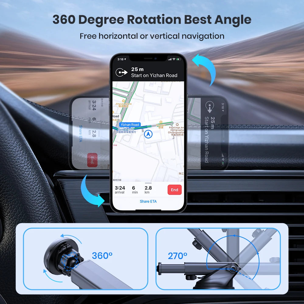 TOPK Magnetic Car Phone Mount | Strong N52 Magnet Dashboard Windshield Car Phone Ho additional angle