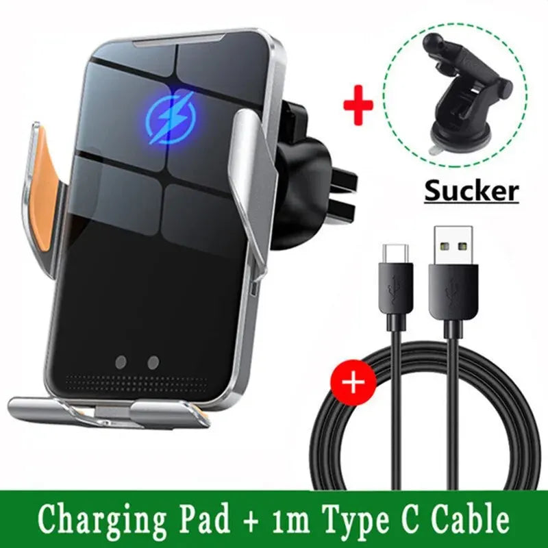 Car Wireless Charger Auto Car Mount Phone Holder | 15W Fast Charging with Infrared In alternate view