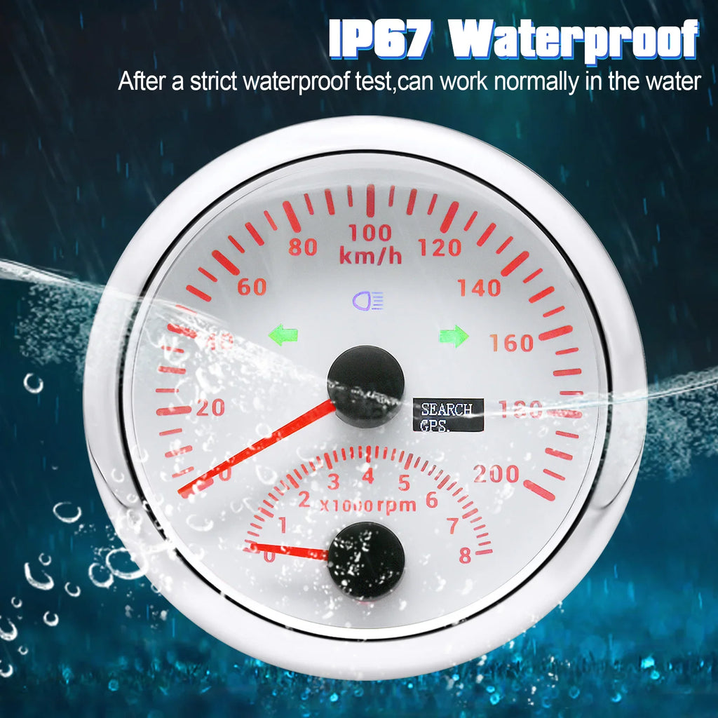 Dual Gauges Set 85MM GPS Speedometer Gauge 120kmh 200kmh & 4in 1 Fuel Level + Volt + Oil Press + Water Temp Meter For Marine Car