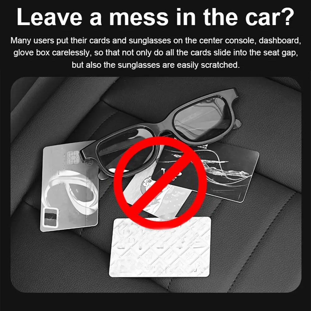Leather Car Sun Visor Organizer Multi-Pocket Sunglasses Card Holder