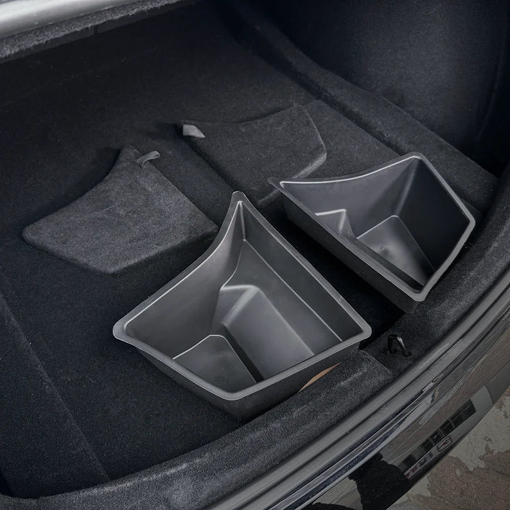 For Tesla Model 3 Highland 2024 Rear Trunk Side Storage Box | ABS with Flocking Lid additional angle