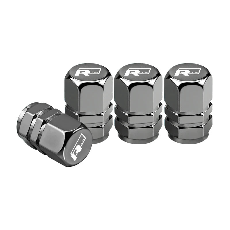 4Pcs Metal Car Tire Valve Caps for VW Models | Dust-Proof Tire Stem Covers lifestyle view