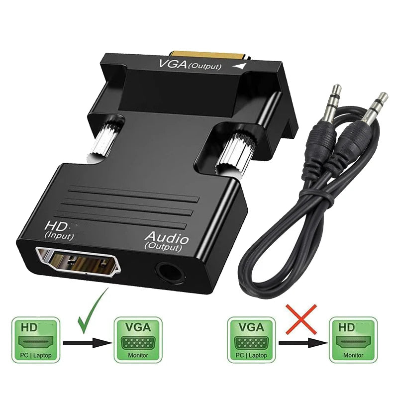 HDMI to VGA Converter with 3.5mm Audio | 1080p Adapter for PC, Laptop, Projector lifestyle view