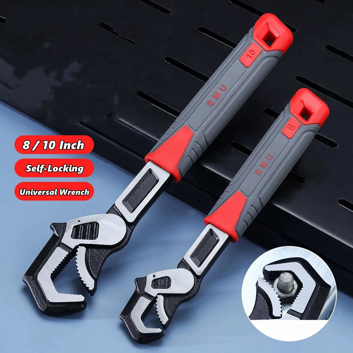 8/10inch Universal Multifunctional Self-Locking Wrench Fast Adjustable Wrench Car Repair Wrench Plum