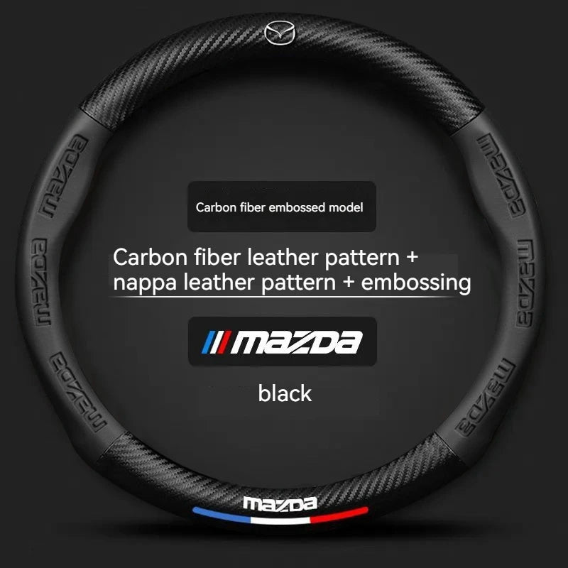 Carbon Fiber Leather Steering Wheel Cover | Mazda 3 5 6 CX30 CX5 CX8 MX5 RX8 RX7 lifestyle view