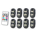 2/4pcs Wireless LED Strobe Lights Car Decor Atmosphere Light, 8 Colors Rechargeable Le close-up view