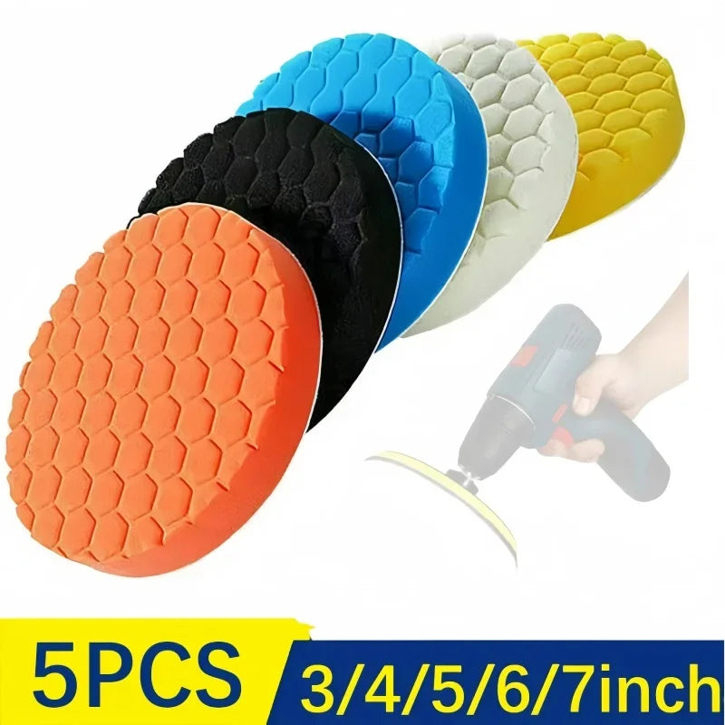 5pcs Car Polishing Pad Kit Set | Self-Adhesive Buffing Waxing Sponge Wool Wheel for Polisher Drill