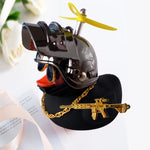 Motor Accessories Yellow Duck with Helmet for Bike Without Lights Auto Car Accessories close-up view