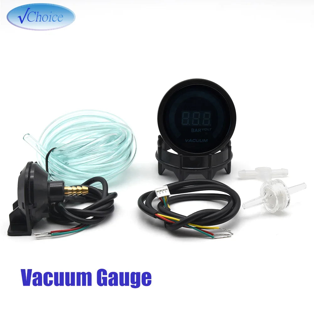 52mm 2 Inch Digital Car Gauge Set | Tachometer Boost Vacuum Water Oil Temp Pressure additional angle
