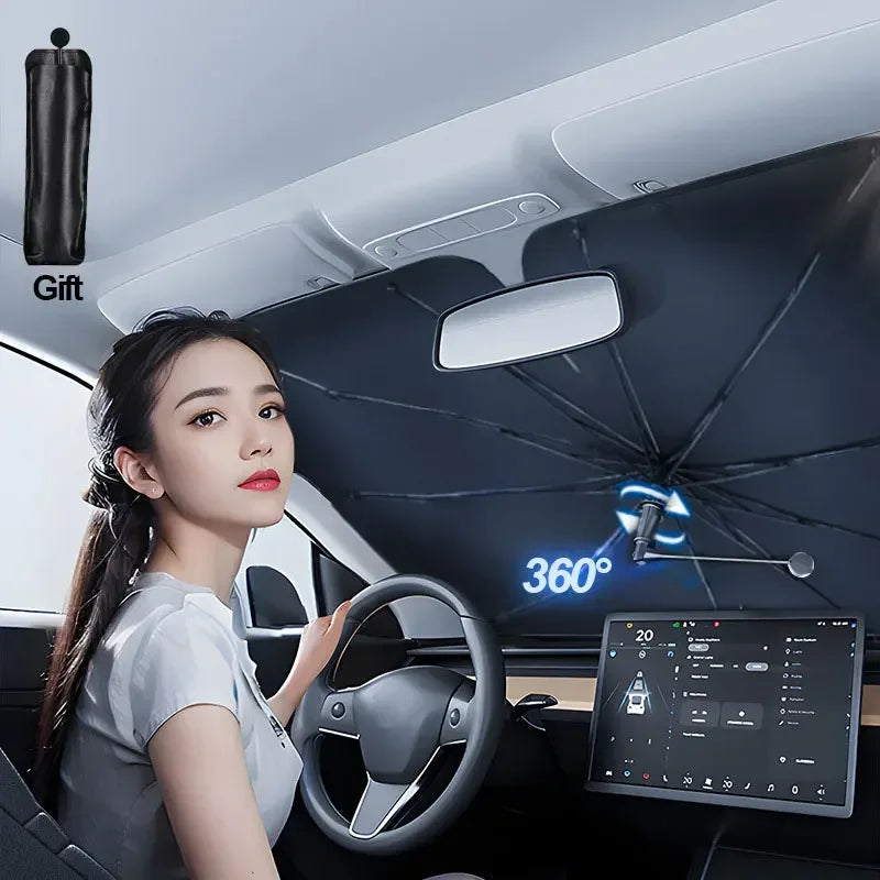 Car Sunshade Windshield Umbrella Front Sun Shade Parasol Foldable Summer Protection Car Seat Heat In