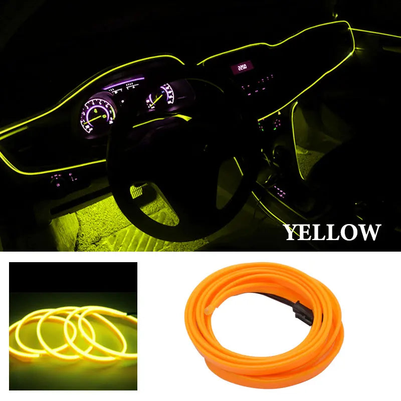 1M/2M/3M/5M Car Interior Led Decorative Lamp EL Wiring Neon Strip For Auto DIY Flexible detail view