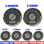 Retro 6 Gauge Set | 85mm GPS Speedometer, 8000RPM Tachometer, and 52mm Water Temp Oil Pr detail view